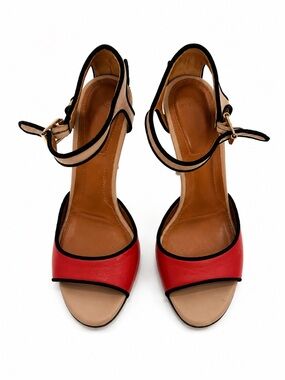 Givenchy Red and Black Open-Toe Ankle-Strap Heels